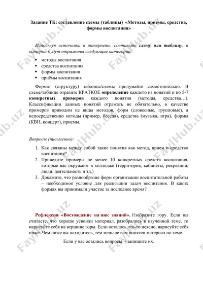 схема «методы, приёмы, средства и формы воспитания» — DOCX