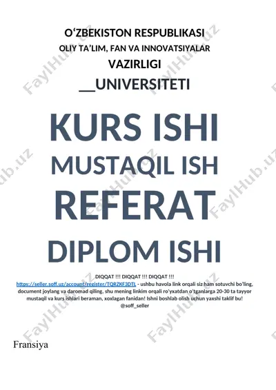 tayyor mustaqil va kurs ishlari — DOCX