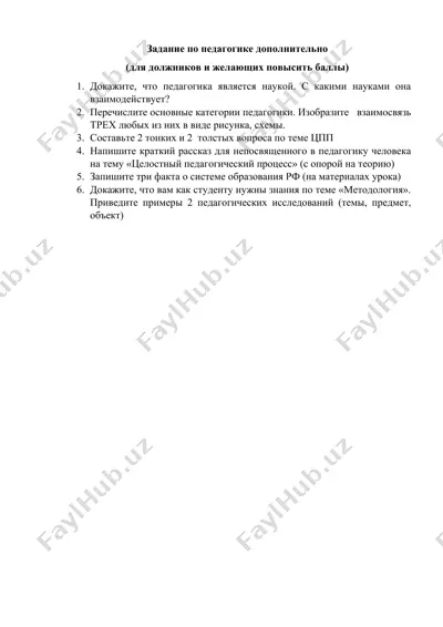 дополнительное задание по педагогике — DOCX
