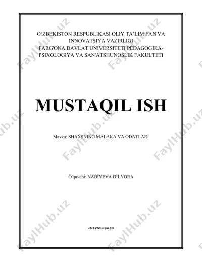 shaxsning malaka va odatlari — DOCX