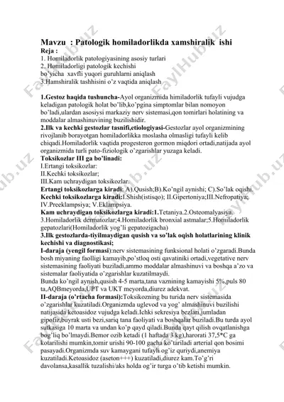 patologik homiladorlikda hamshiralik ishi — DOCX