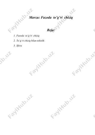 fazoda to‘g‘ri chiziq — DOCX