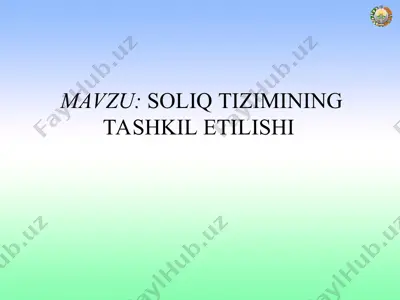 soliq tizimining tashkil etilishi — PPT