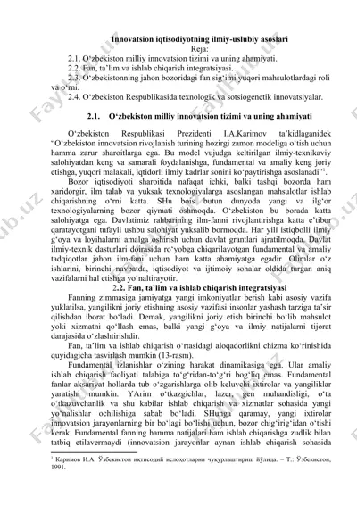 innovatsion iqtisodiyotning ilmiy-uslubiy asoslari — DOCX
