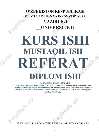 ip va shnurlardan turli bezaklarni tayyorlash bo‘yicha kurs ishi — DOCX
