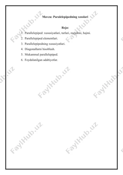 paralelepipedning xosslari — DOCX