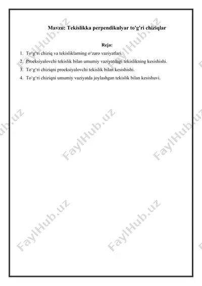 tekislikka perpendikulyar toʻgʻri chiziqlar — DOCX