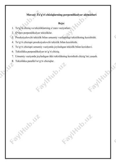 to‘g‘ri chiziqlarning perpendikulyar alomatlari — DOCX