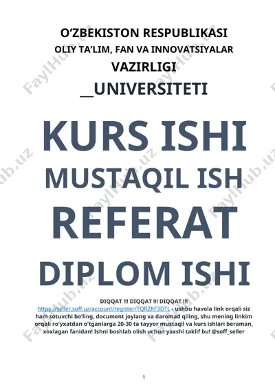 kurs ishi “yumshoq o’yinchoqlarni loyihalash va modellashtirish” — DOCX