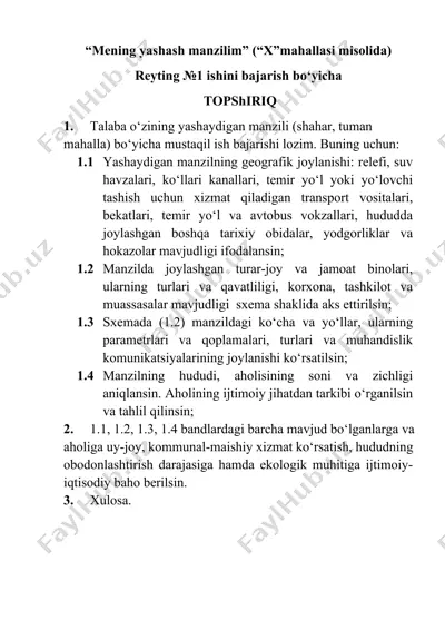 mening yashash manzilim (“x” mahallasi misolida) — DOCX