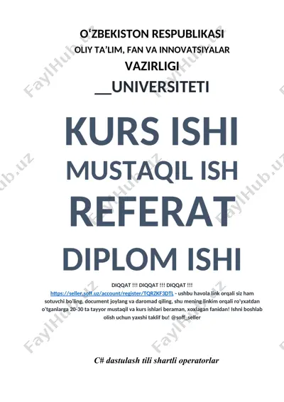 c# dasturlash tili shartli operatorlari — DOCX