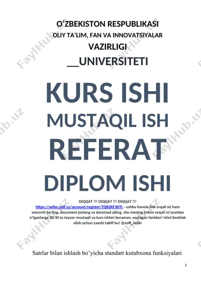satrlar bilan ishlash bo‘yicha standart kutubxona funksiyalari — DOCX