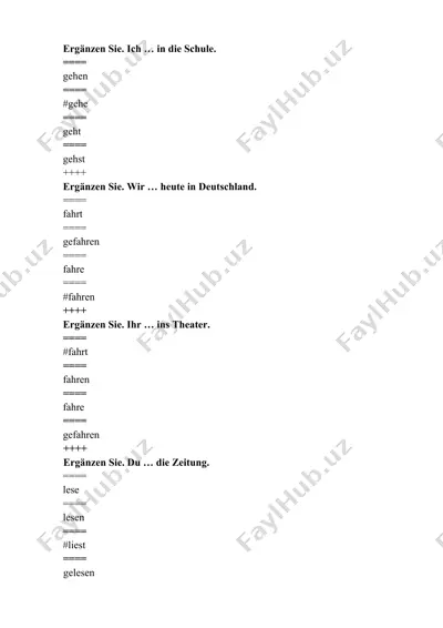 nemis tili grammatik mashqlar to‘plami — DOCX