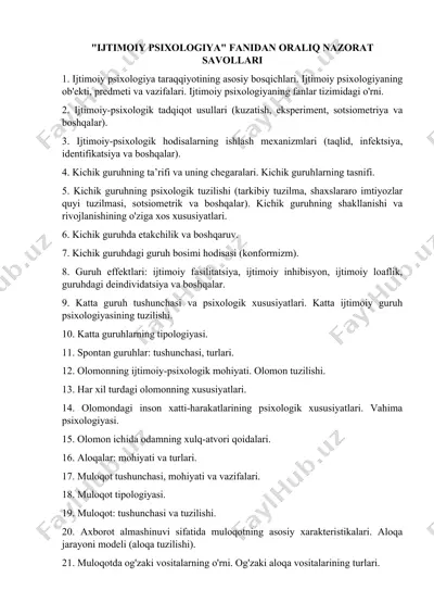 ijtimoiy psixologiya fanidan oraliq nazorat savollari — DOCX