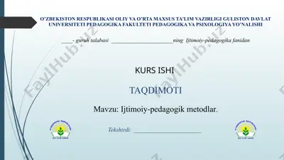 ijtimoiy-pedagogik metodlar — PPTX