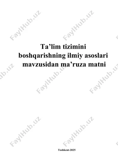 ta’lim tizimini boshqarishning ilmiy asoslari — DOCX