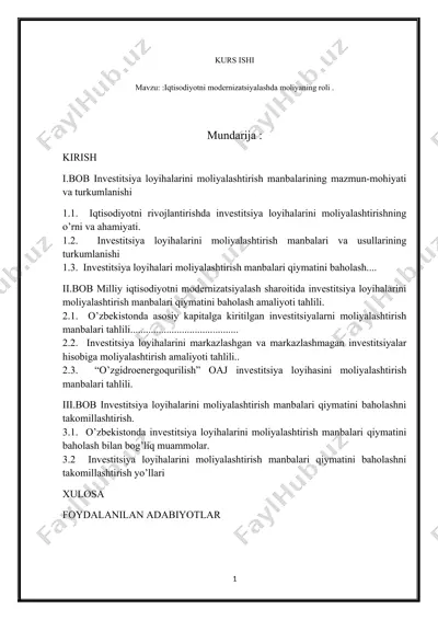 iqtisodiyotni modernizatsiyalashda moliyaning roli — DOCX