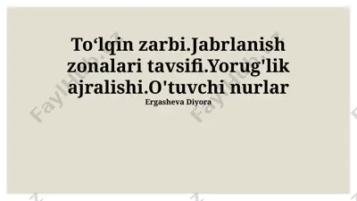 toʻlqin zarbi va yorugʻlik oʻzaro taʼsiri — PPTX