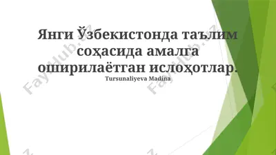 yangi oʻzbekistonda ta’lim sektorining islohotlari — PPTX