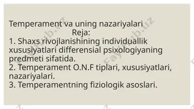 temperament va uning nazariyalari — PPTX