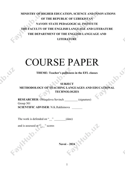 teacher’s politeness in the efl classes — DOCX