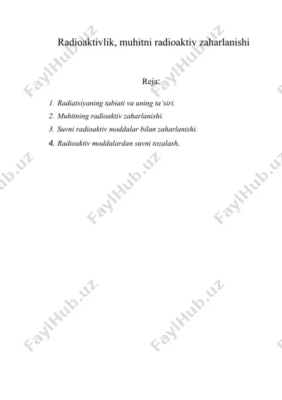 radioaktivlik, muhitni radioaktiv zaharlanishi — DOC