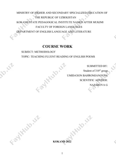 teaching fluent reading of english poems — DOCX