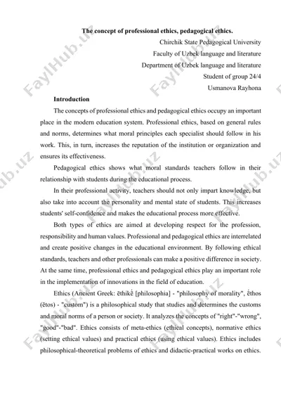 professional etikasi va pedagogik etikasi (taqdimot) — DOCX