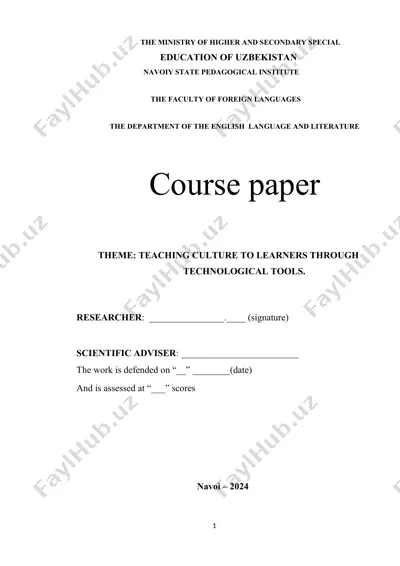 teaching culture to learners through technological tools — DOCX