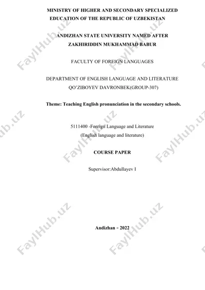 teaching english pronunciation in the secondary schools (course paper) — DOCX