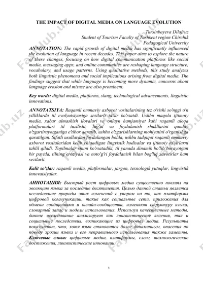 the impact of digital media on language evolution — DOCX