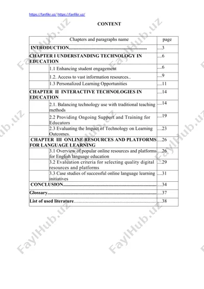 kurs ishi “the use of technology in the classroom” — DOCX