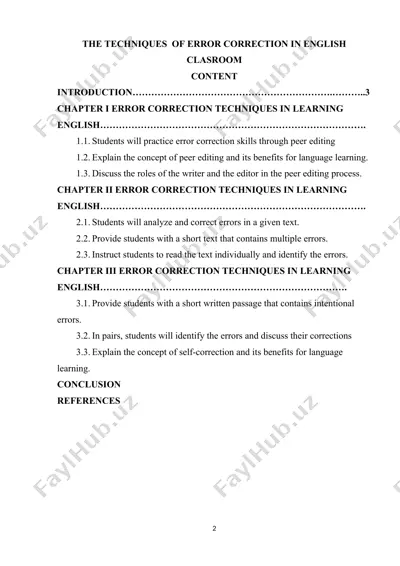 the techniques of error correction in english classroom — DOCX
