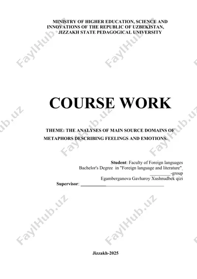 the analyses of main source domains of metaphors describing feelings and emotions (kurs ishi) — DOCX