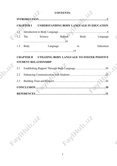 course paper: utilizing body language to foster positive student relationships — DOCX