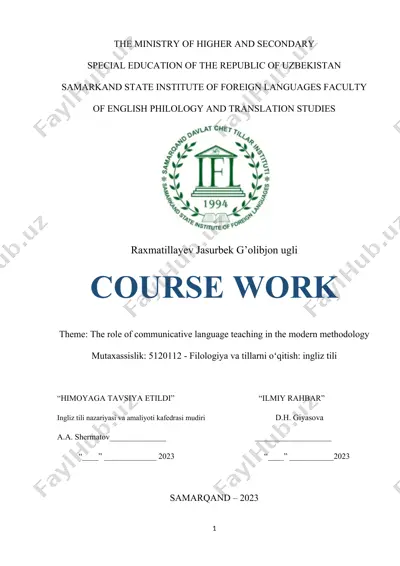 the role of communicative language teaching in the modern methodology — DOCX