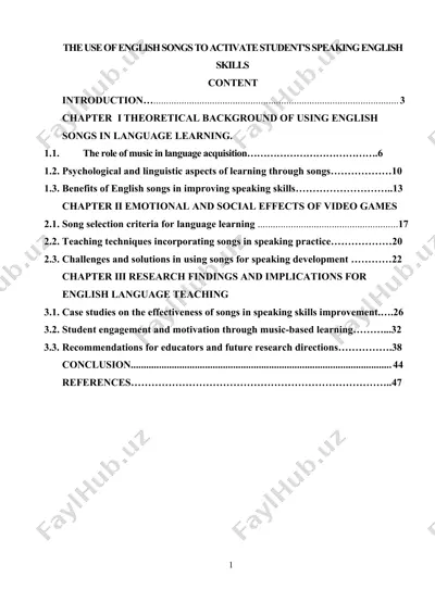 the use of english songs to activate students’ speaking english skills — DOCX