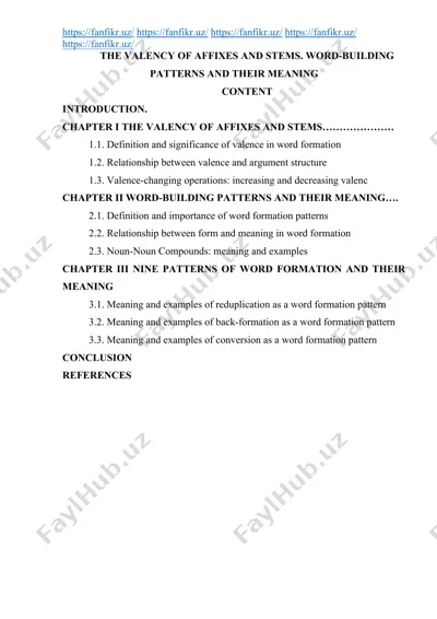 the valency of affixes and stems. word-building patterns and their meaning — DOCX