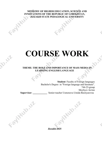 the role and importance of mass media in learning english language — DOCX