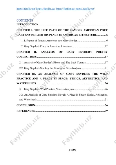 kurs ishi “gary snyder romanlarida yosh avlod muammolari” — DOCX