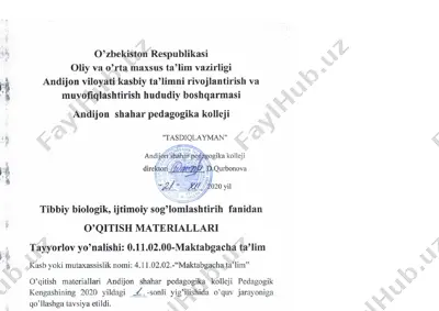 tibbiy bilim asoslari fani o‘quv-metodik majmuasi — DOCX