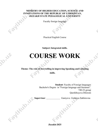 the role of storytelling in improving speaking and listening skills (course work) — DOCX