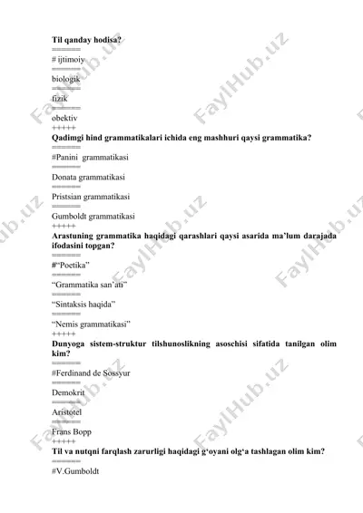 tilshunoslik savollari va javoblari to‘plami — DOCX