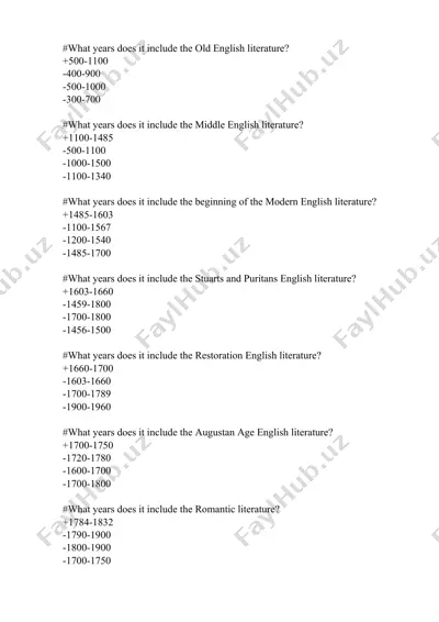ingliz adabiyoti viktorinasi — DOCX