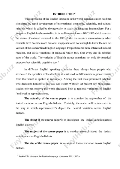 ingliz dialektlaridagi leksik o‘zgarishlar bo‘yicha kurs ishi — DOCX