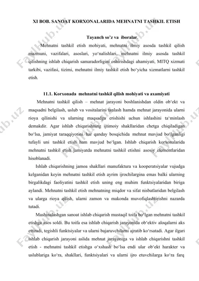 sanoat korxonalarida mehnatni tashkil etish (xi bob) — DOCX