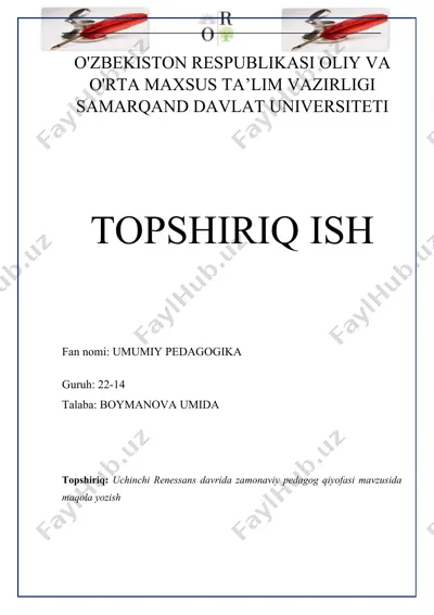 uchinchi renessans davrida zamonaviy pedagog qiyofasi — DOCX