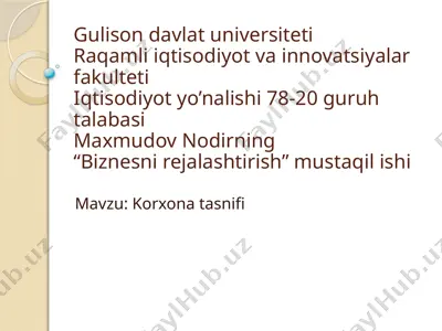 biznesni rejalashtirish – mustaqil ish — PPTX