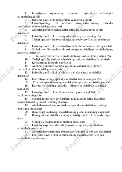 iqtisodiy xavfsizlik bo‘yicha taqdimot — DOCX