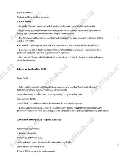 foto va video xizmatlari — DOCX